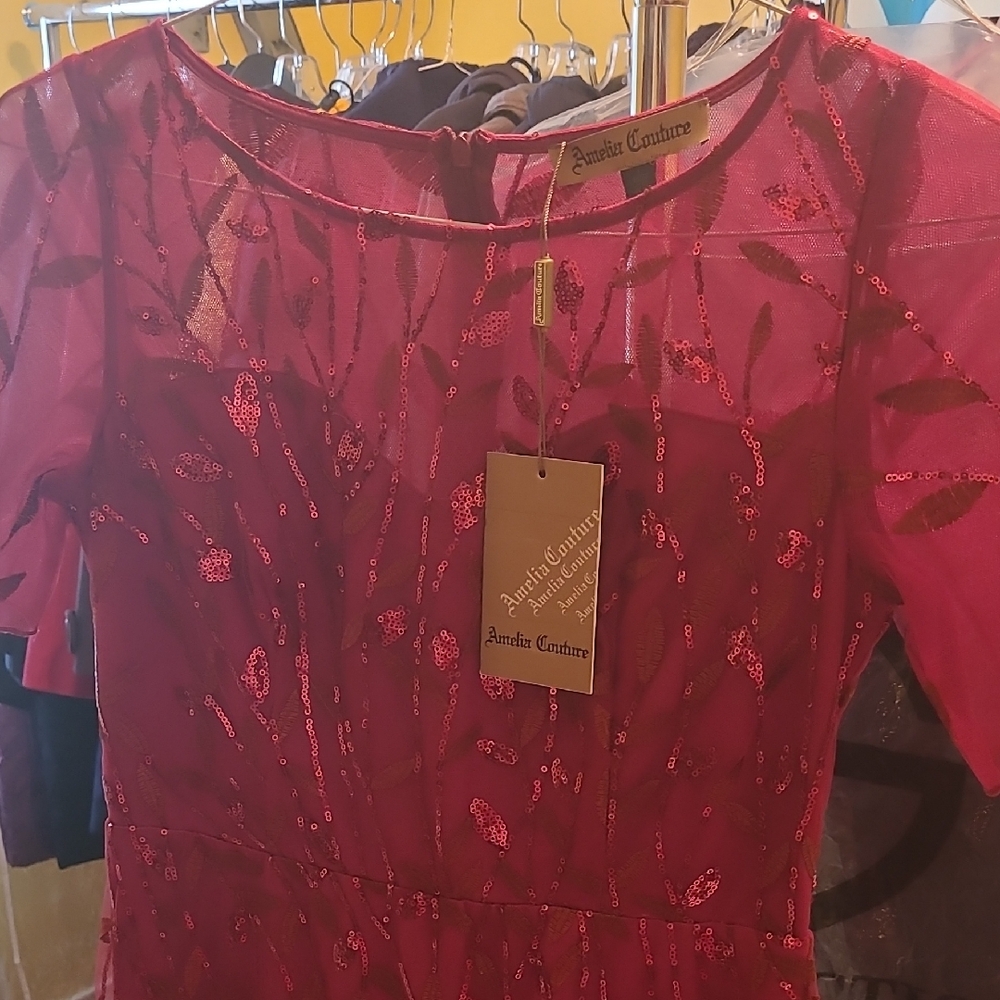 Aurelie Couture Red Sequin Dress
